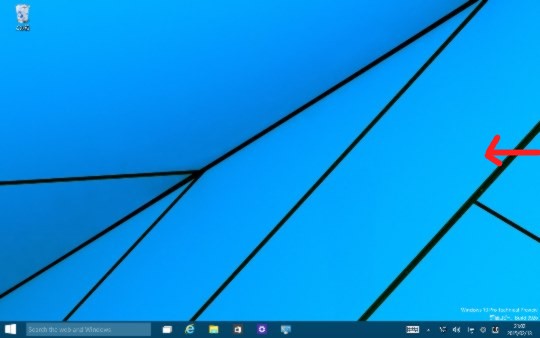 Windows 10 Technical Preview Build 9926の右エッジスワイプによる「アクションセンター」表示