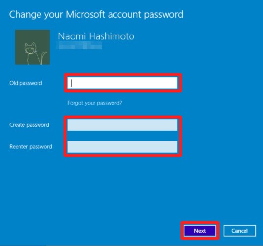 ユーザーアカウントにパスワードを作成／パスワードを変更するには