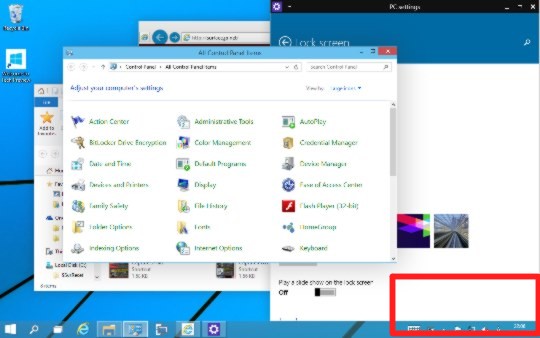 Windows 10 Technical Previewのデスクトップ上に表示されているウィンドウをすべて透明化する方法