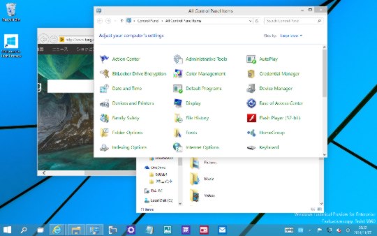 Windows 10 Technical Previewのデスクトップに表示されているウィンドウをすべて最小化する方法